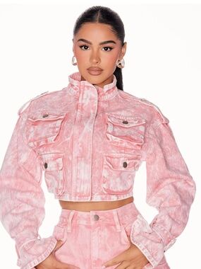 Cotton Candy Utility Cropped Jacket
